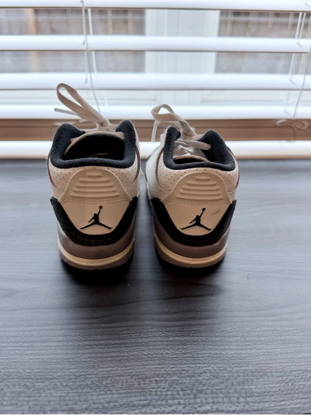 Jordan 3- White and Black Children’s Low-Top Leather Sneakers
